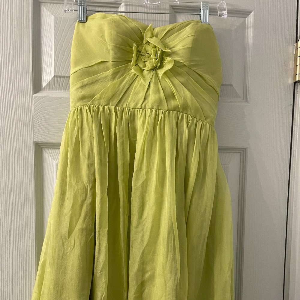 Ivy & Aster Silk Organza Chartreuse Green strapless Dress Size 4